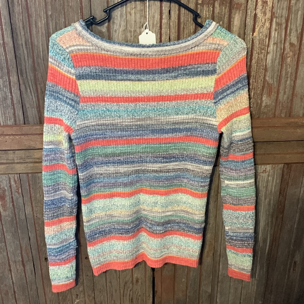 Free People Colorful Striped Crew Neck Sweater - Picture 6 of 7